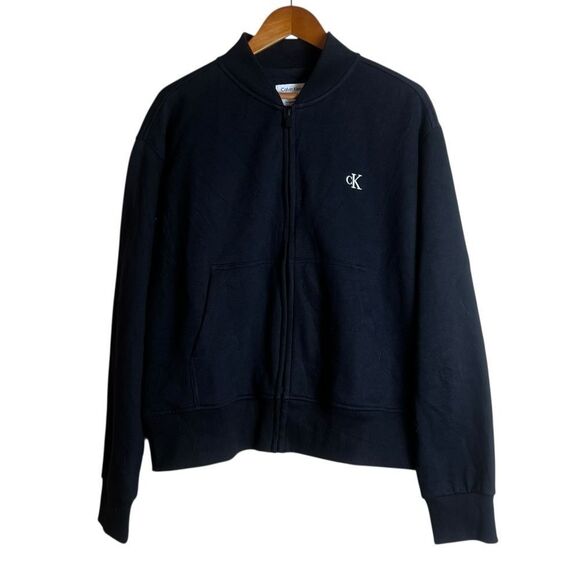 Calvin Klein black fleece full zip. Relaxed fit - Picture 1 of 7